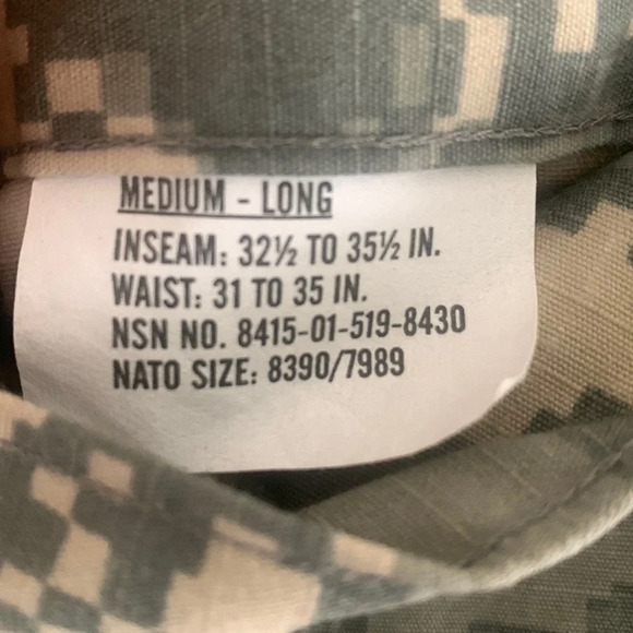 Men’s Army Combat Uniform Camouflage Pants Trousers Medium-Long - Picture 5 of 12